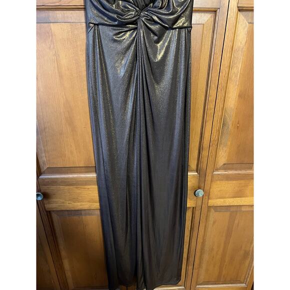 Lauren Ralph Lauren Women's Halter Evening Formal Dress Metallic Bronze Size 14 - Picture 3 of 10
